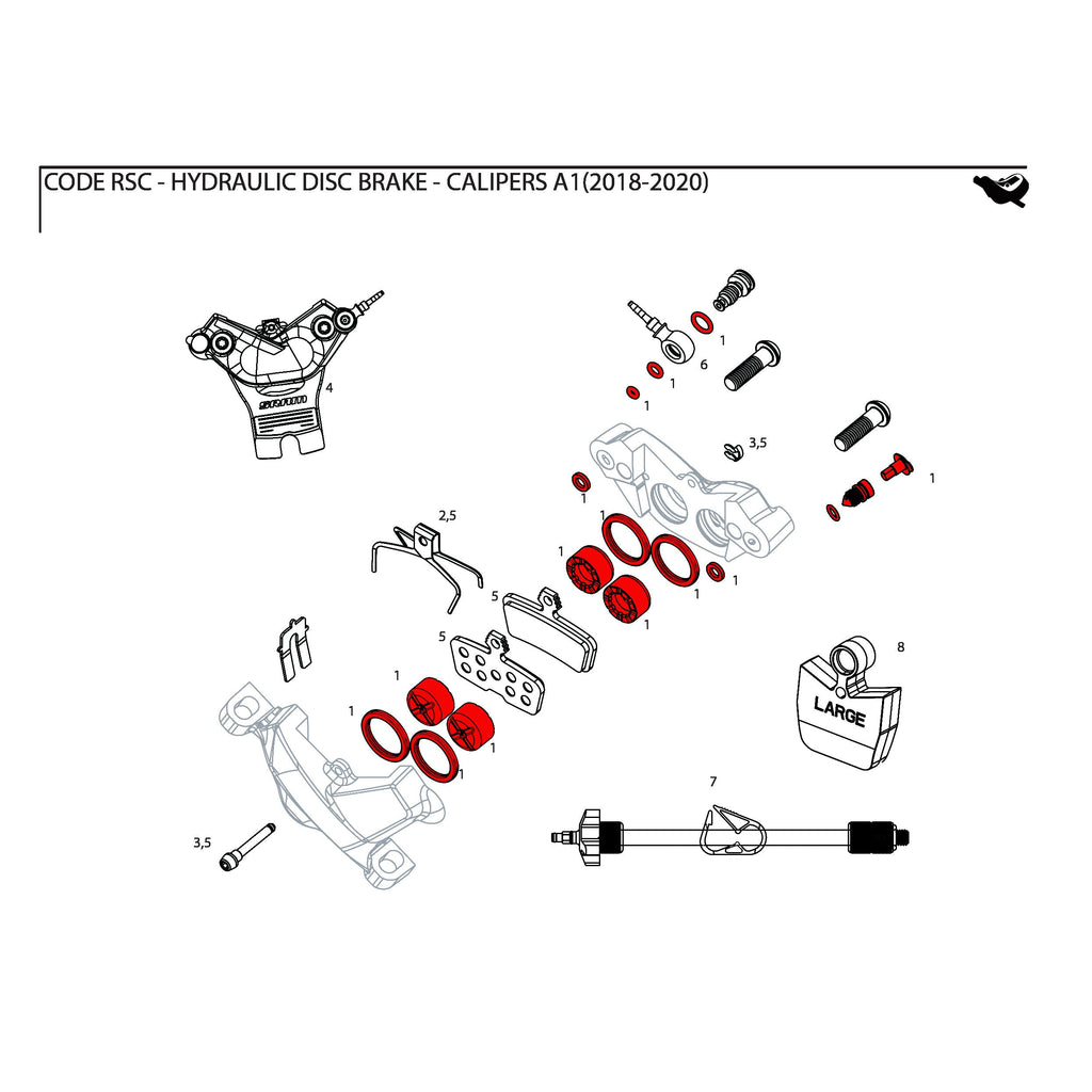 Sram Code R (B1) / Code RSC (A1) replacement pistons and seals kit