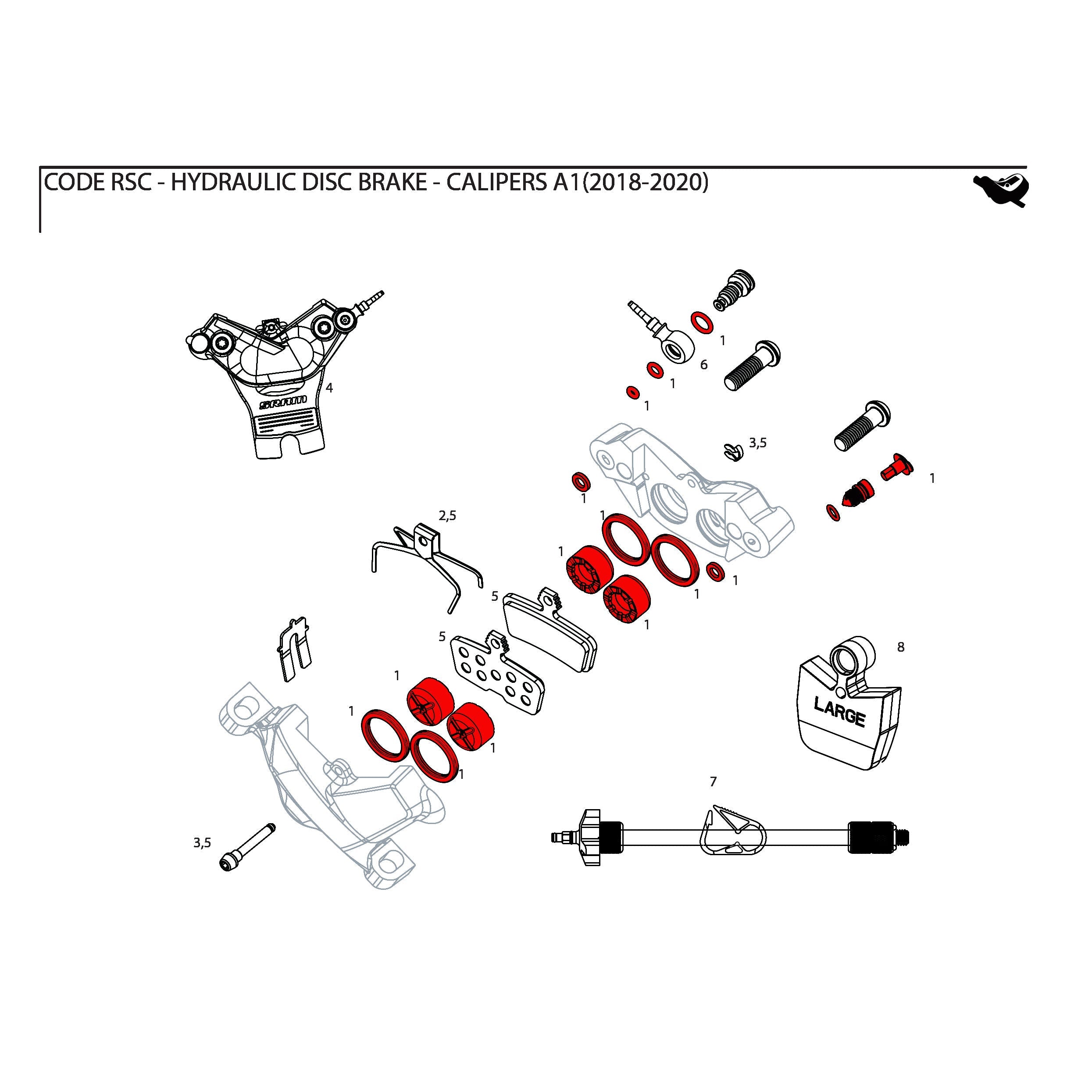 Sram Code R (B1) / Code RSC (A1) replacement pistons and seals kit