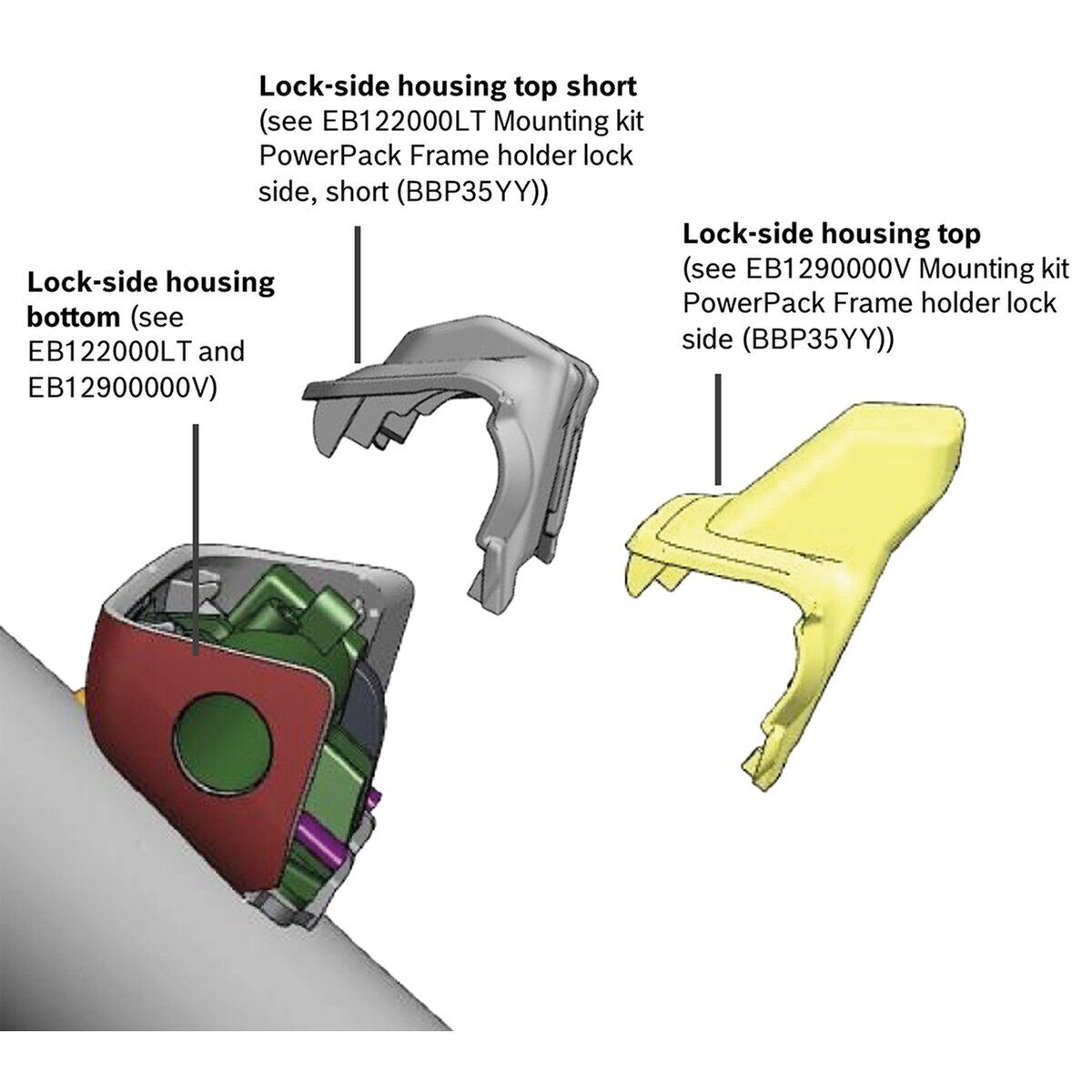 Bosch Mounting kit PowerPack Frame holder lock side BBP35YY