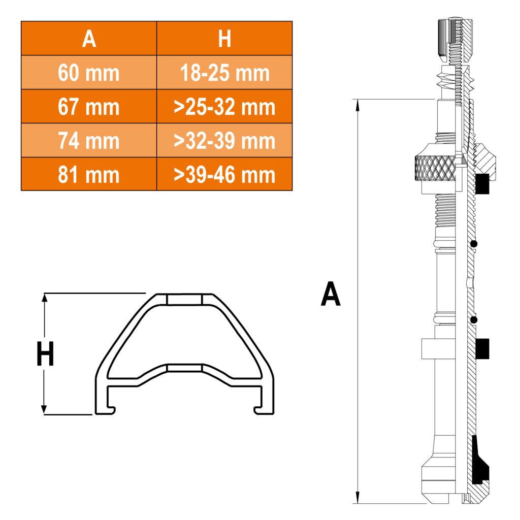 SKS tyre pressure sensor Airspy TL valve coupling VP Spezial M 67 mm