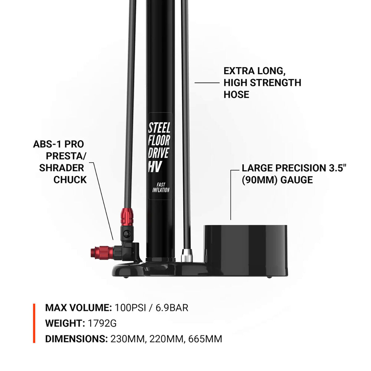 Lezyne Steel HV Floor Drive 3.5 pump