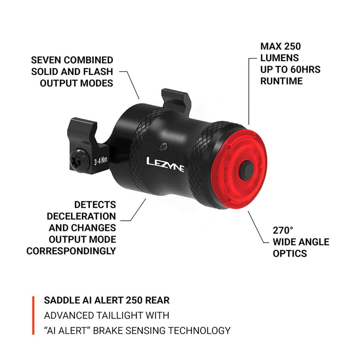 Lezyne Saddle AI Alert 250 rear light