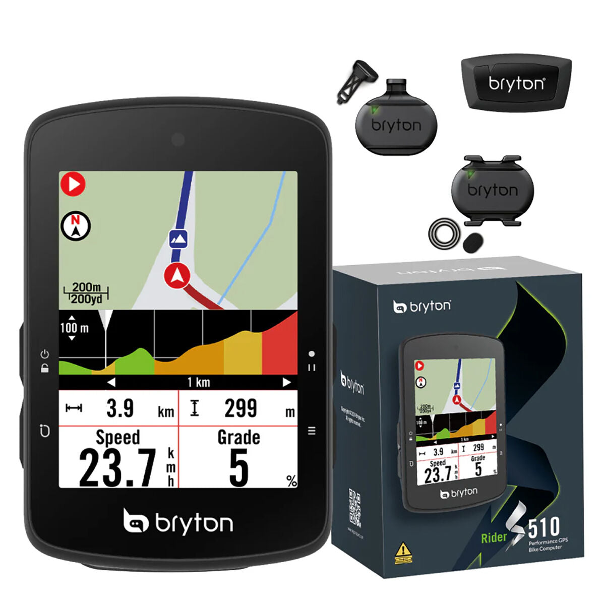 Bryton Rider Gps S510T cycle computer + sensors