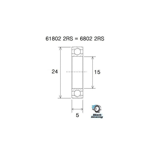 Black Bearing UB-6802-B5 (15x24x5mm) bearing