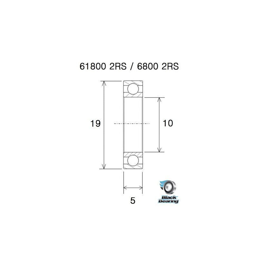 Black Bearing UB-6800-B5 (10x19x5mm) bearing