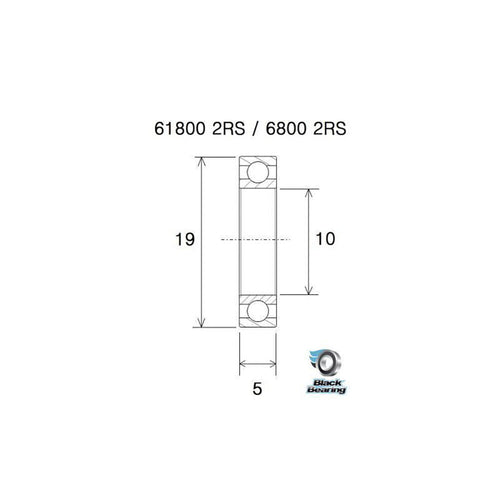 Black Bearing UB-6800-B5 (10x19x5mm) bearing