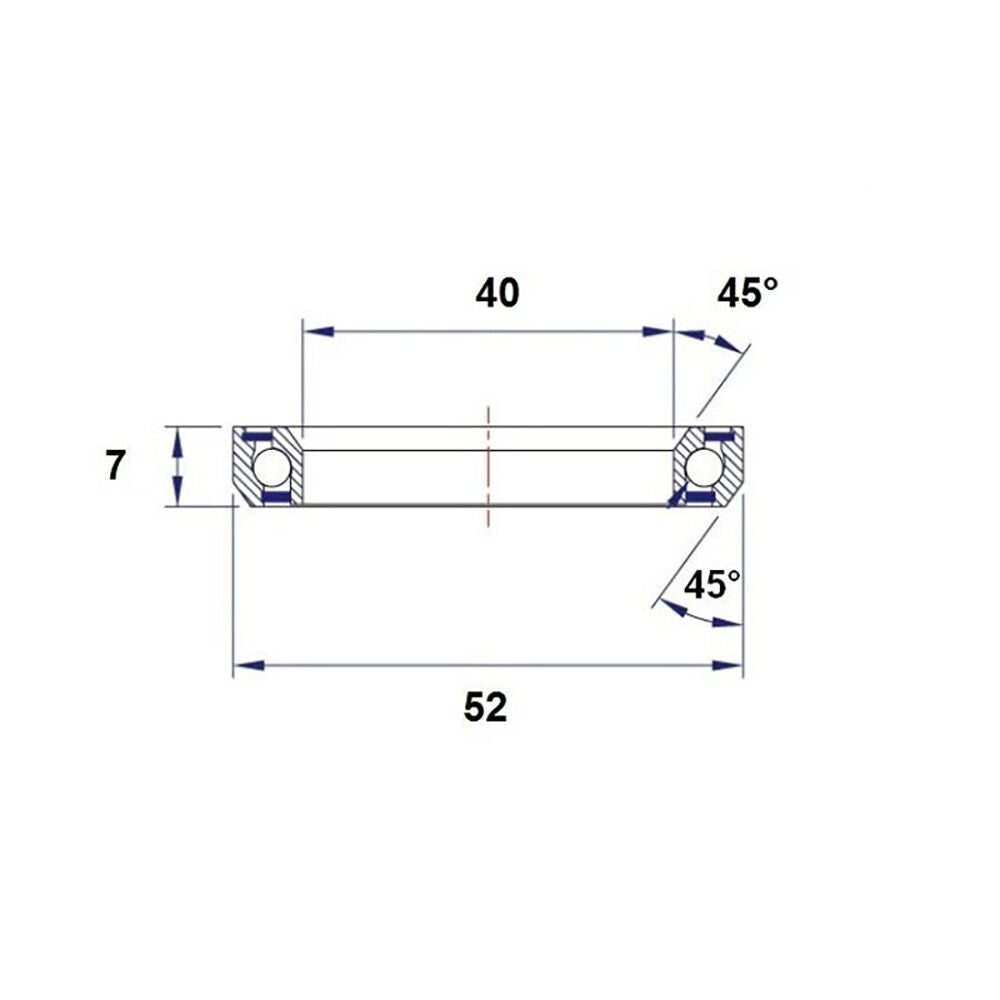 Black Bearing 1" 1/2 40x52x7-45/45° headset bearing