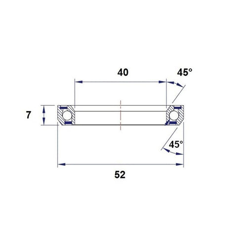 Black Bearing 1" 1/2 40x52x7-45/45° headset bearing