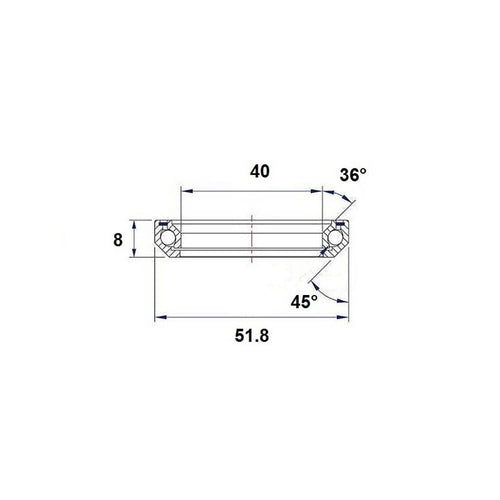 Black Bearing 1" 1/2 40x51.8x8-36/45° headset bearing