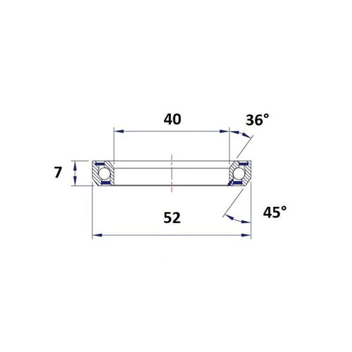 Black Bearing HB-D14 40x52x7mm 36/45 headset bearing