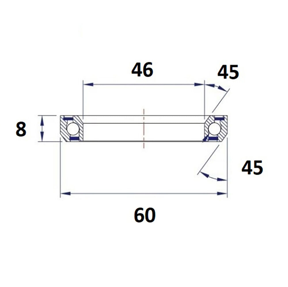 Black Bearing HB-D19 46x60x8mm 45/45 headset bearing