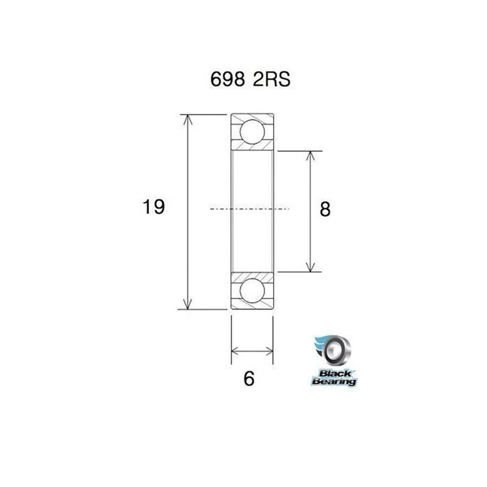 Black Bearing 698 2rs (8x19x6mm) max bearing