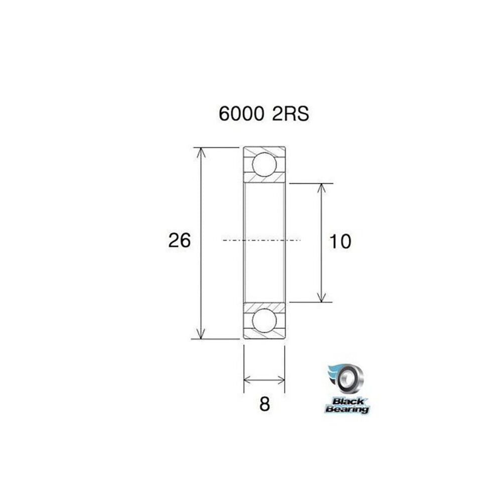 Black Bearing 6000 2rs (10x26x8mm) max bearing 2025