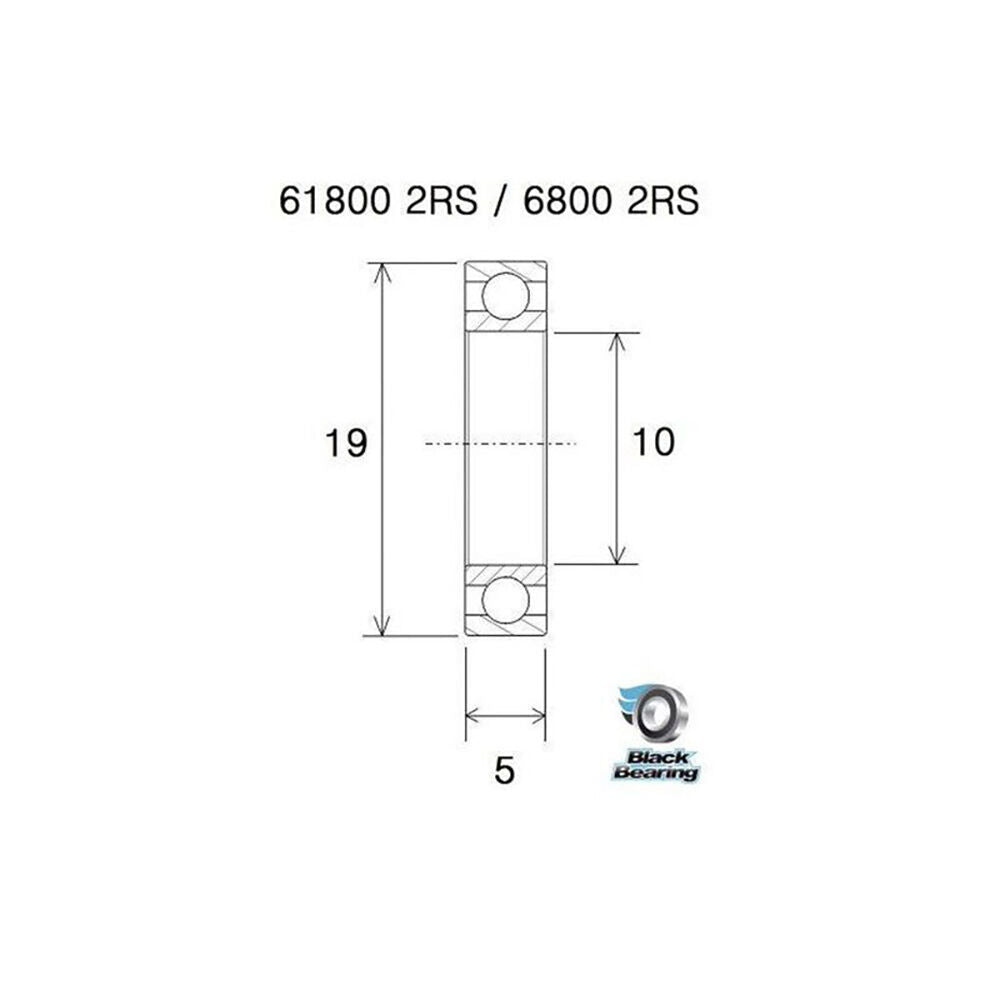 Black Bearing 6800 2rs (10x19x5mm) max bearing