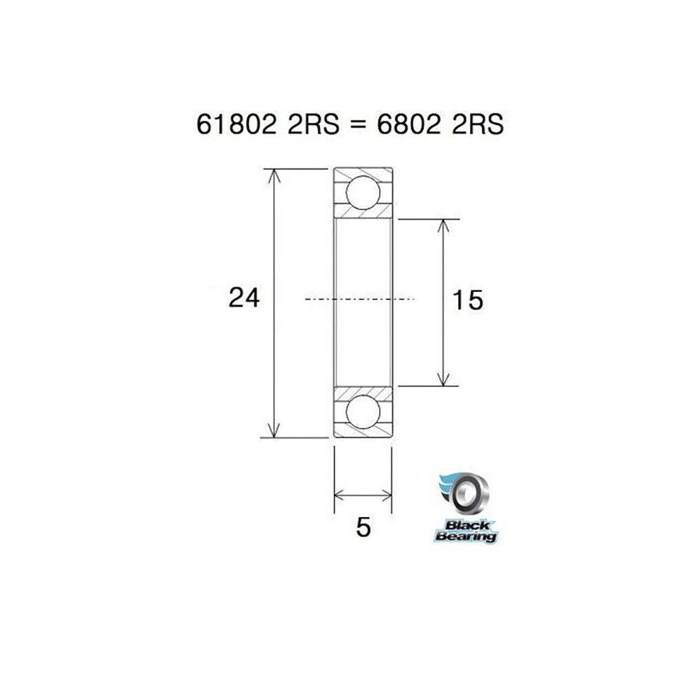 Black Bearing 6802 2rs (15x24x5mm) max bearing