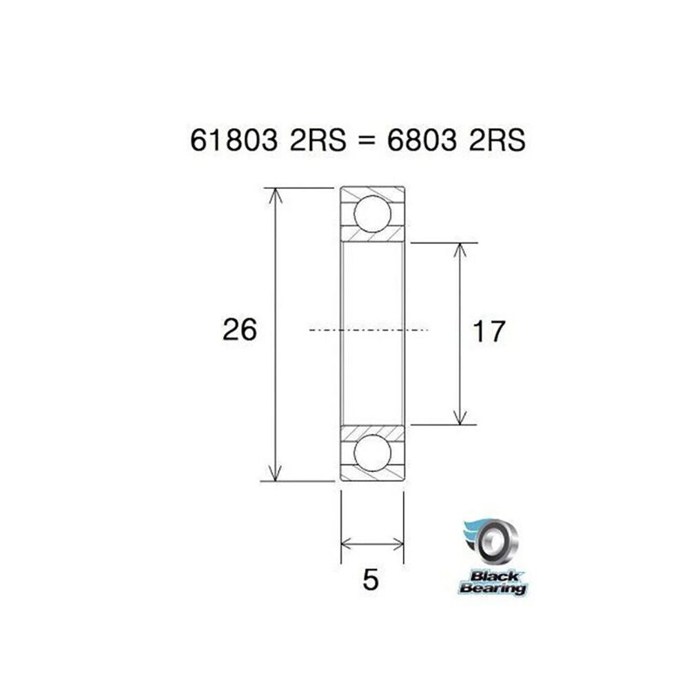 Black Bearing 61803 2rs (17x26x5mm) max bearing