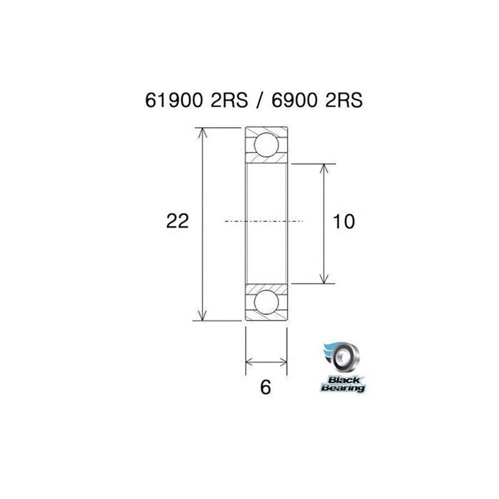 Black Bearing 61900 2rs (10x22x6mm) max bearing