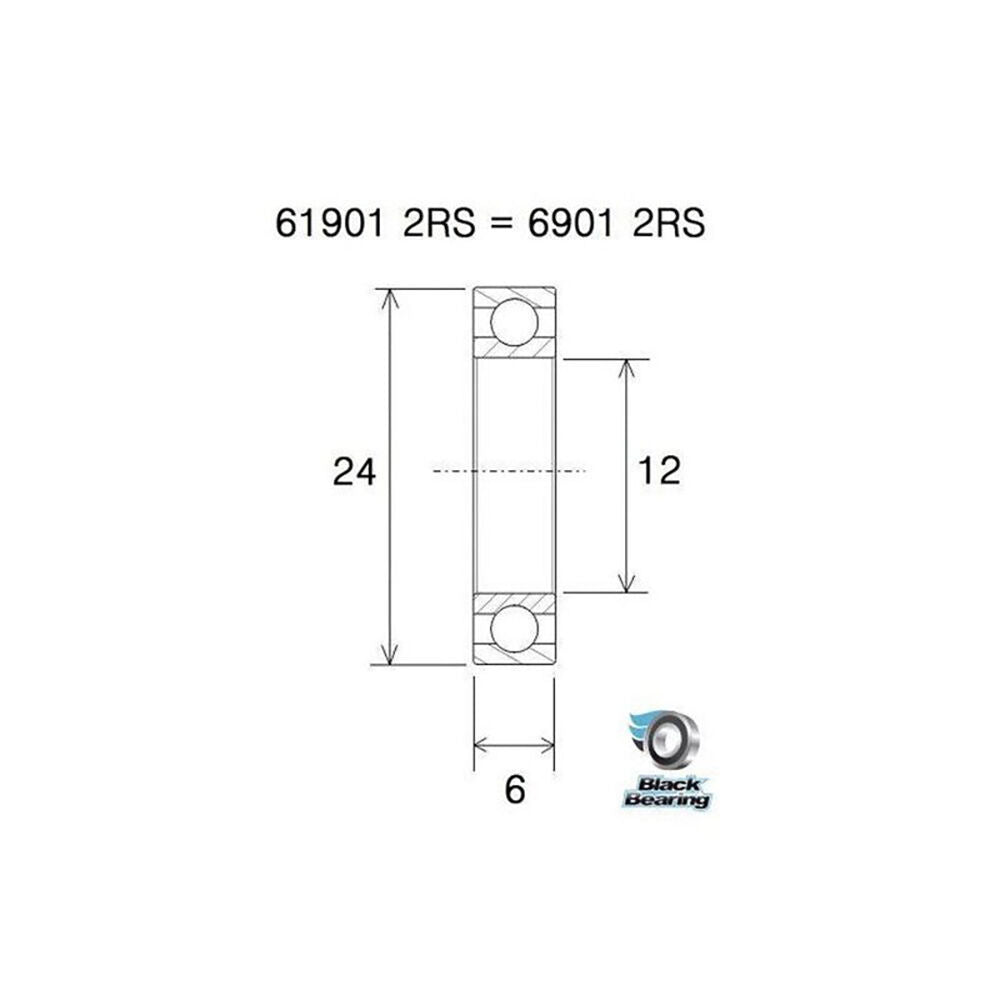 Black Bearing 61901 2rs (12x24x6mm) max bearing