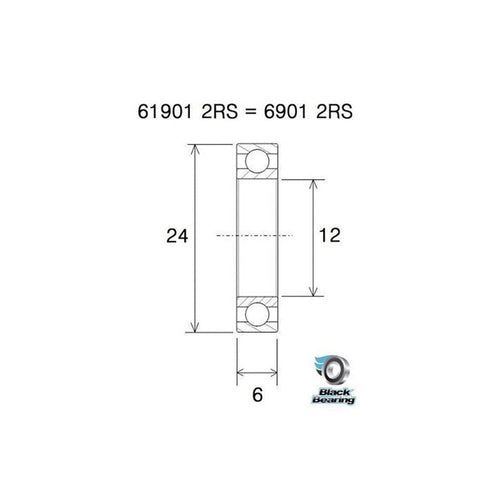 Black Bearing 61901 2rs (12x24x6mm) max bearing