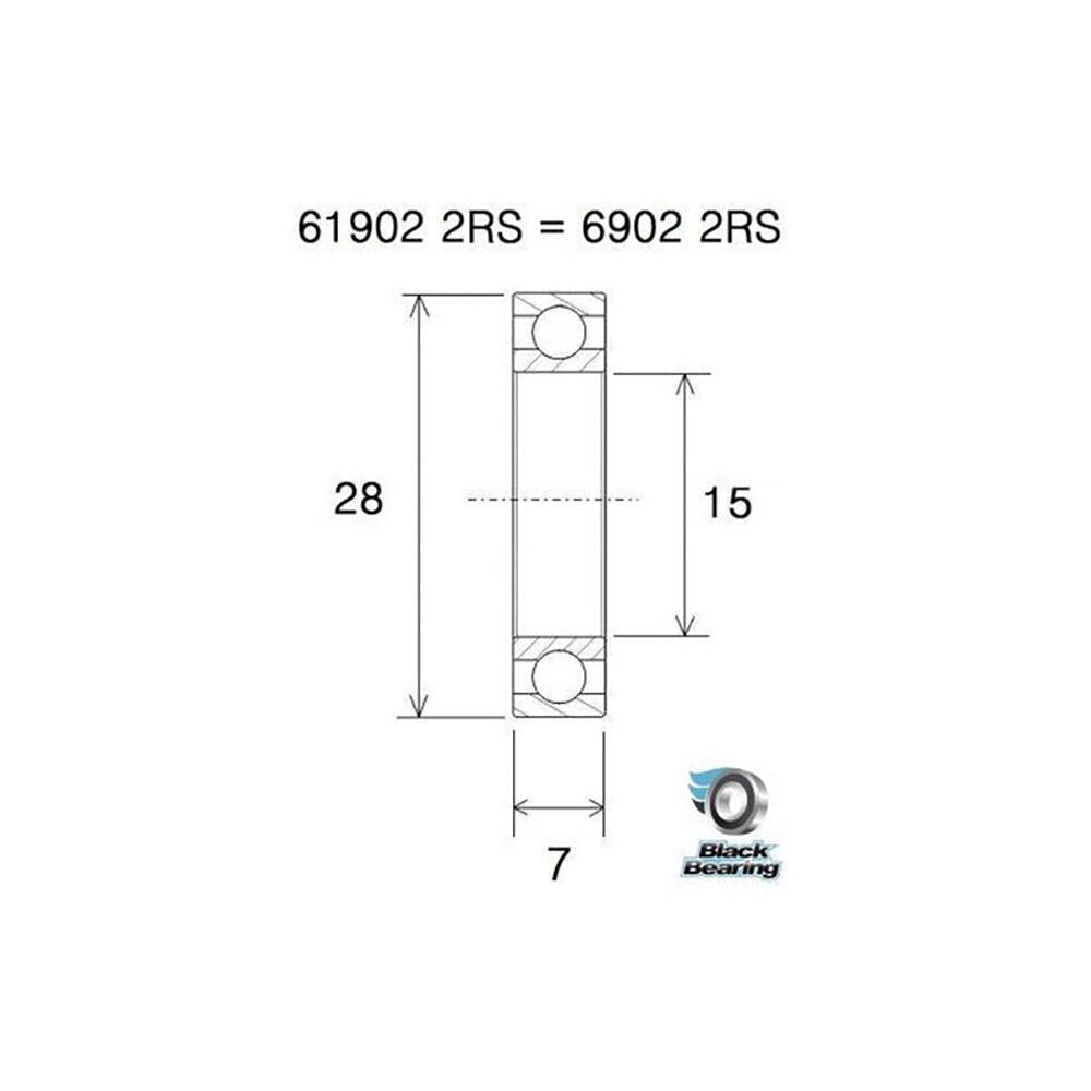 Black Bearing 61902 2rs (15x28x7mm) max bearing