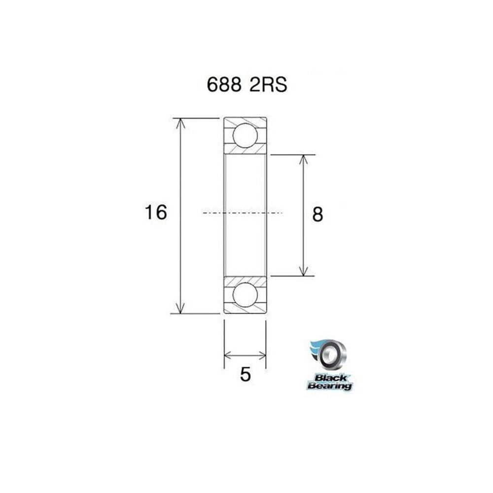Black Bearing Ub-688 (8x16x5mm) b5 bearing