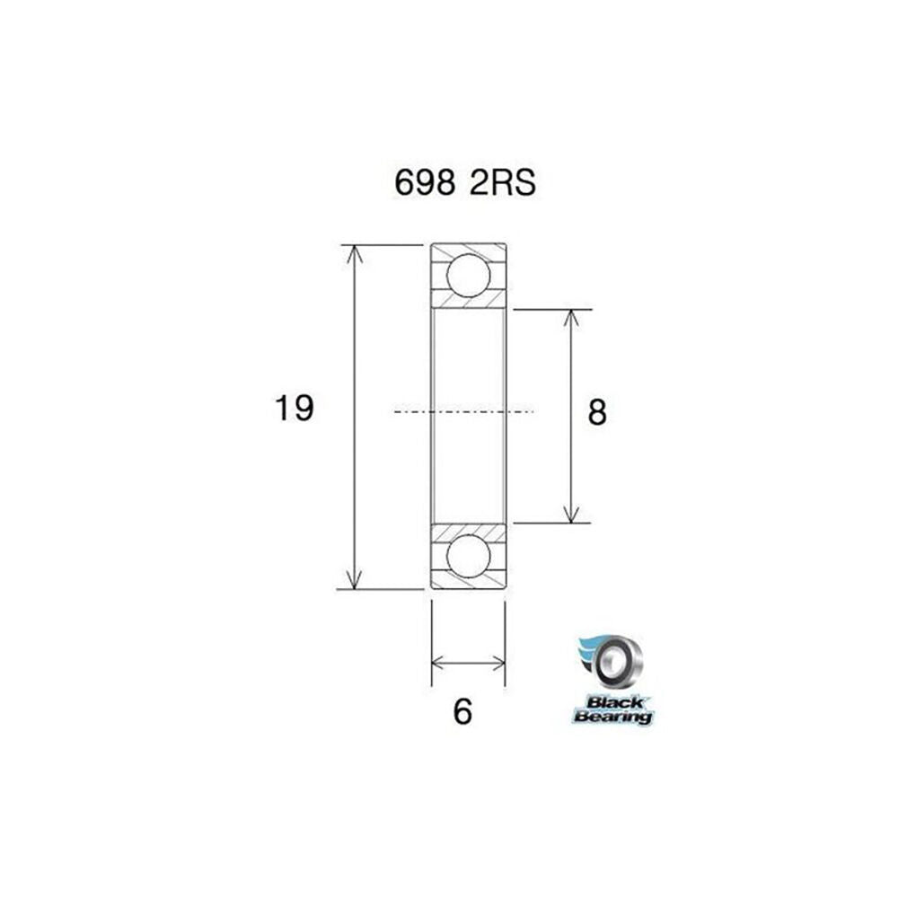 Black Bearing Ub-698 (8x19x6mm) b5 bearing