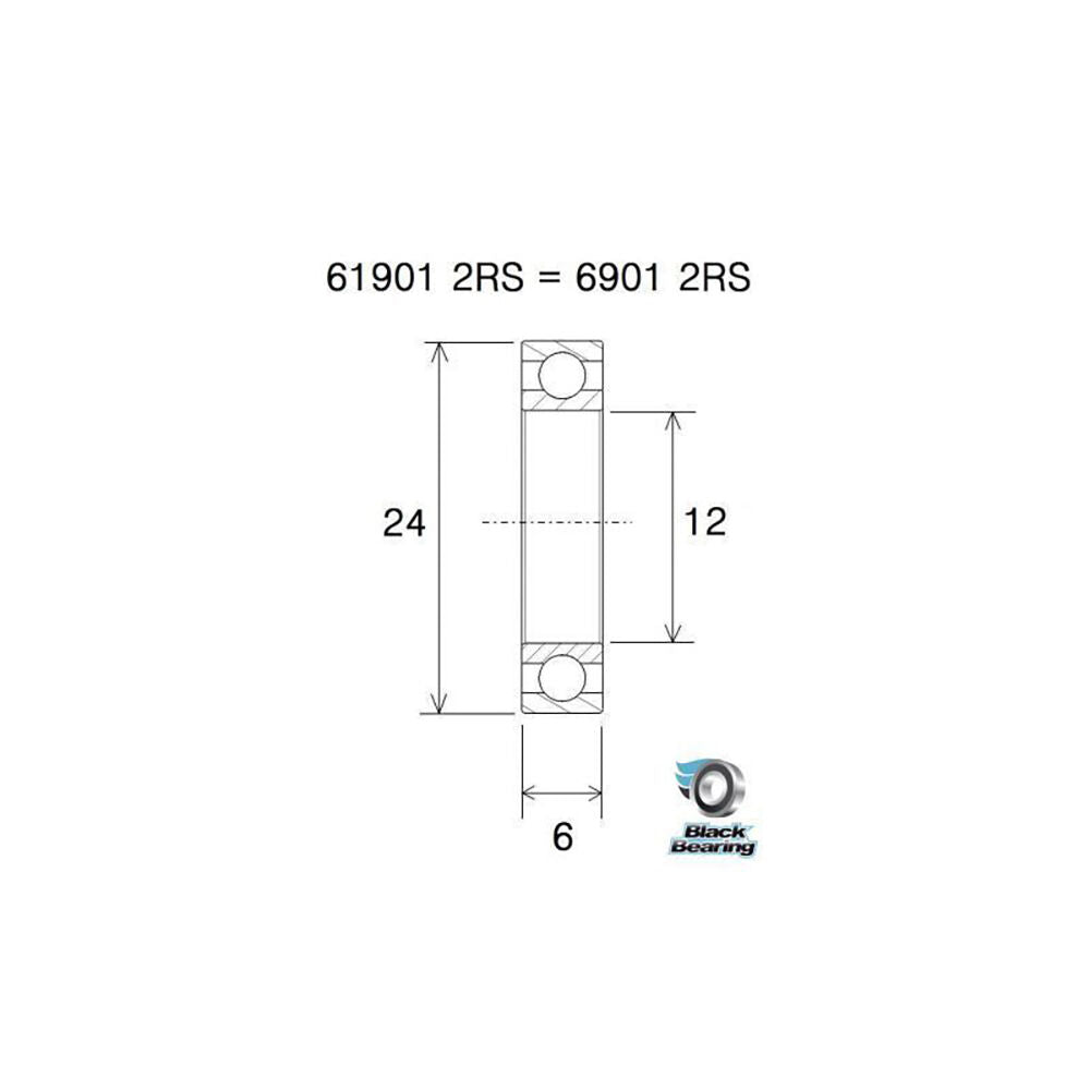Black Bearing Ub-6901 (12x24x6mm) b5 bearing
