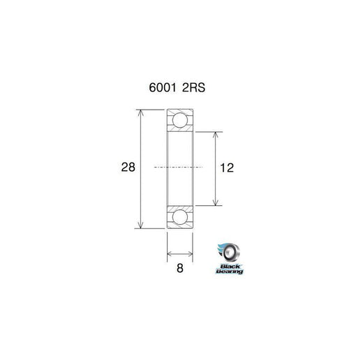 Black Bearing ub-6001 (12x28x8mm) b5 bearing
