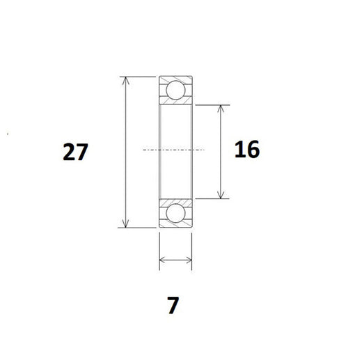 Black Bearing 16267-2rs (16x26x7mm) b3 bearing