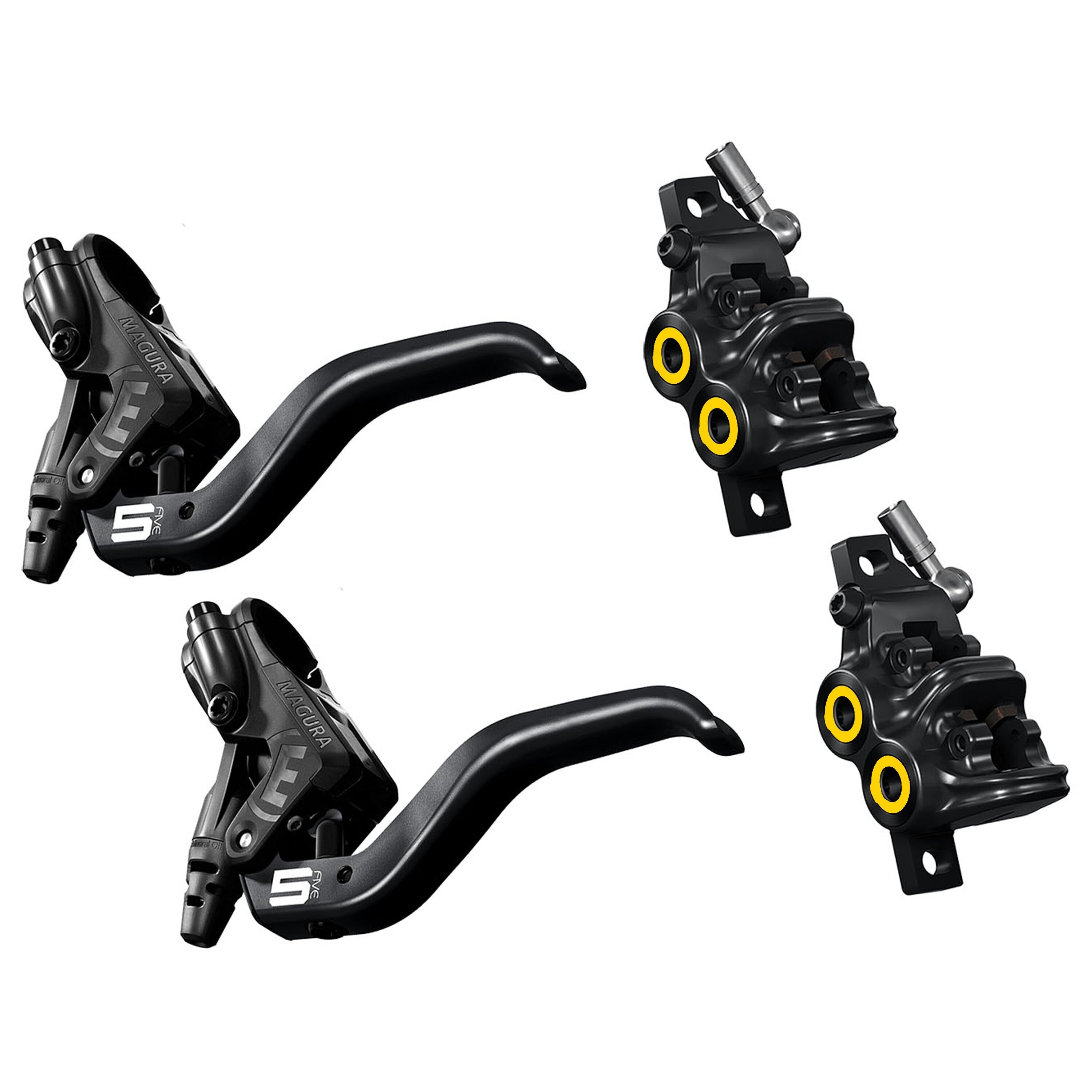 Magura MT5 front (800mm) + rear (1850mm) disc brakes